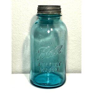 Blue Ball Perfect Mason Half Gallon Vintage Jar 4 W/Zinc Lid Insert/Single Jar